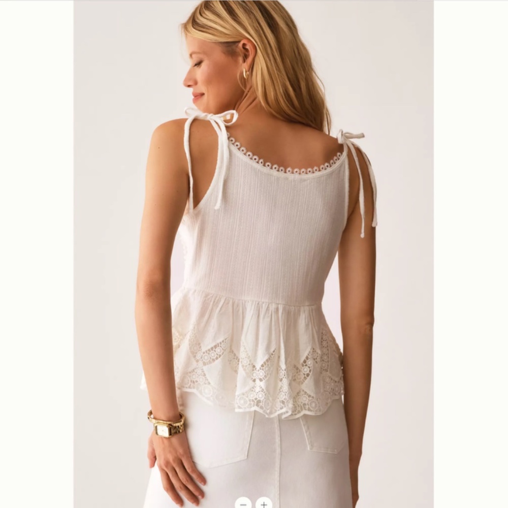 By Anthropologie Lace Henley Cami Top Size M - Picture 3 of 4